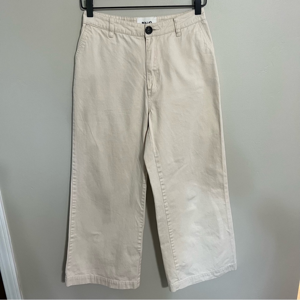 Rolla’s Wide Leg High Rise Off White Pants size 8 Short